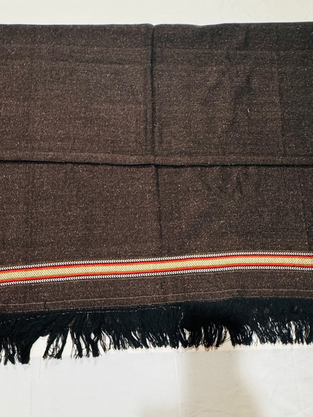 Brown Striped Fringed Throw/ Blanket /Shawl 49x98 Striped design wool Blend New